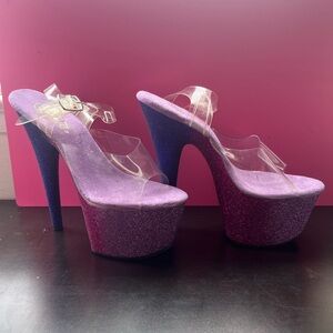 Pleaser Moon-708 Ombré Pink Blue Heel